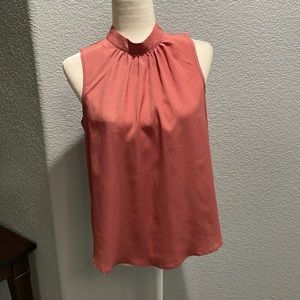 SIENNA SKY Mock Neck Pleated Tank pink sleeveless size small